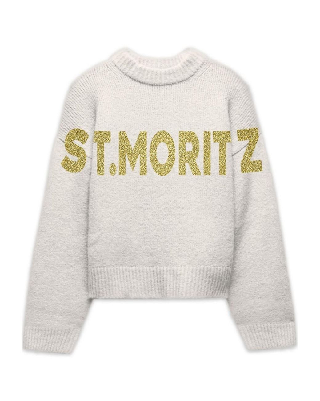Mc2 Saint Barth White Long-Sleeved Knitted Sweater