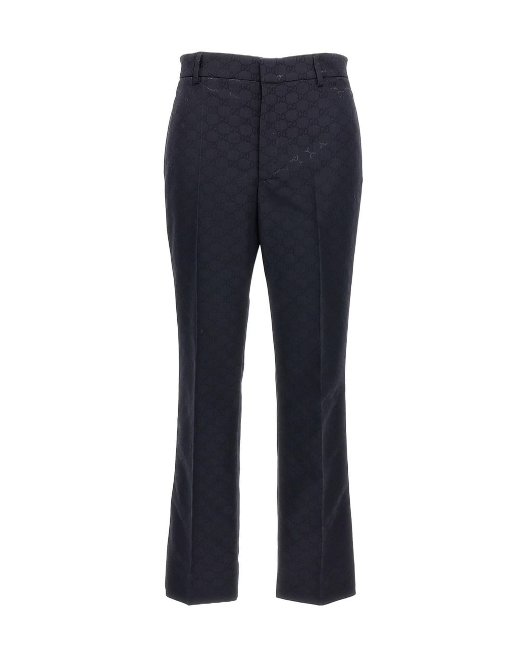 Gucci Blue Gg Jacquard Mid-Rise Trousers
