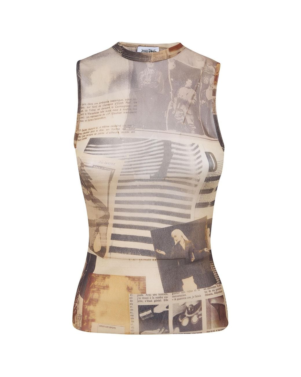 Jean Paul Gaultier Natural Printed Mesh Tank Top