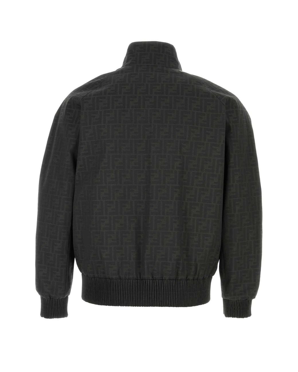 Fendi Gray Monogrammed Zip-Up Jacket for men