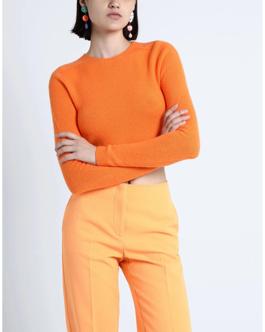 MAX&Co. Orange Lightweight Knit Crew Neck Long Sleeve Top