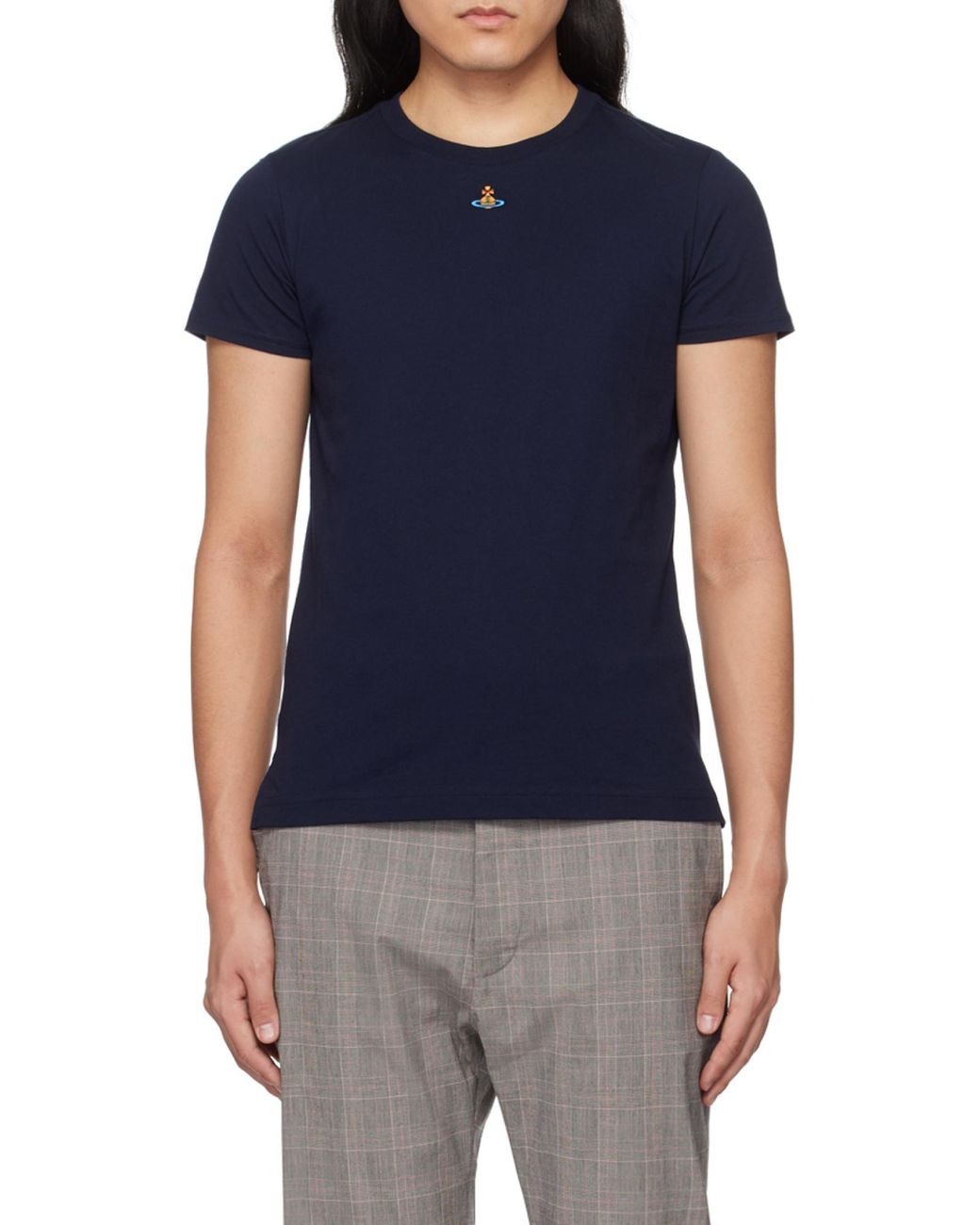 Vivienne Westwood Blue Orb Logo-Embroidered Crewneck T-Shirt