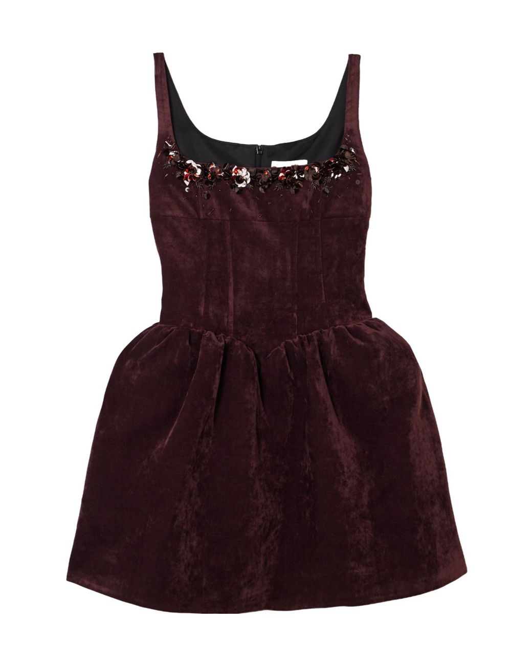 ShuShu/Tong Red Embellished Velvet Mini Dress