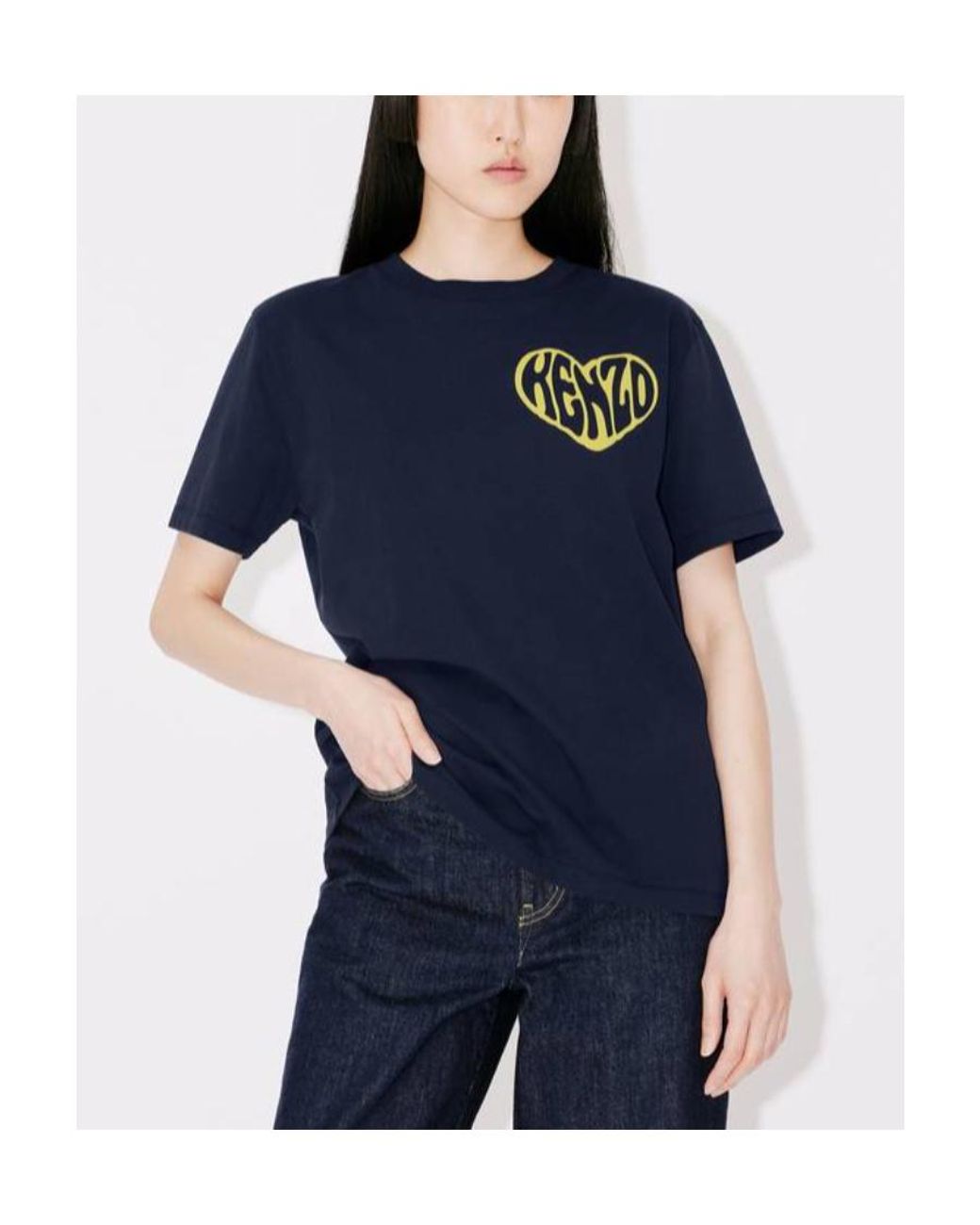 KENZO Blue Heart Printed Crewneck T-Shirt