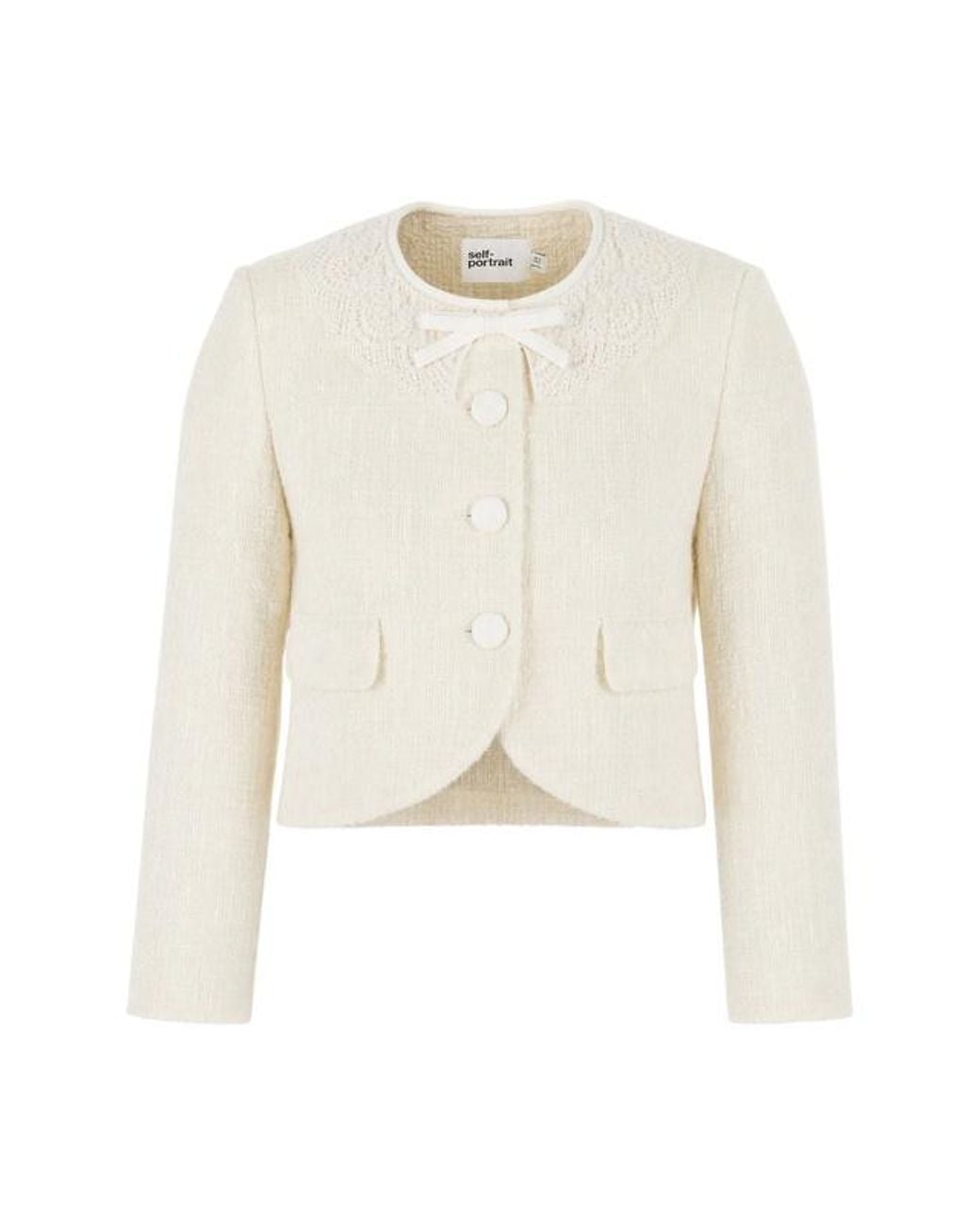 Self-Portrait White Boucle Lace Collar Jacket