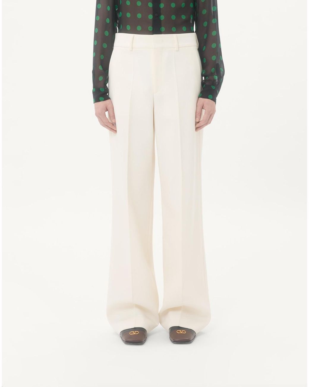 Valentino White Pleat Detailed Wide Leg Pants for men