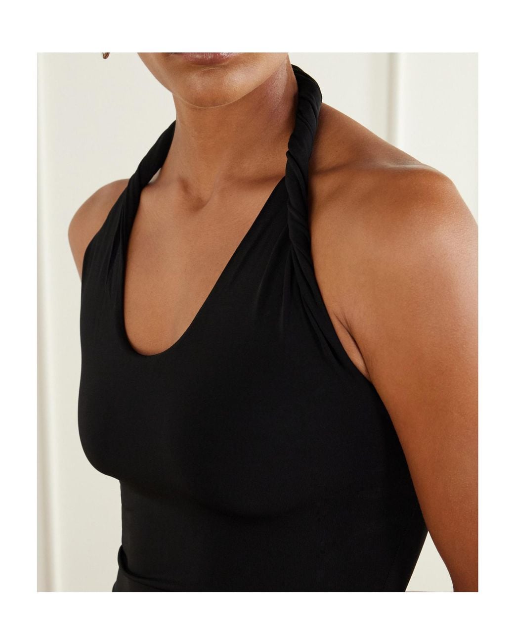 TOVE Black Stretch-Jersey Halterneck Midi Dress