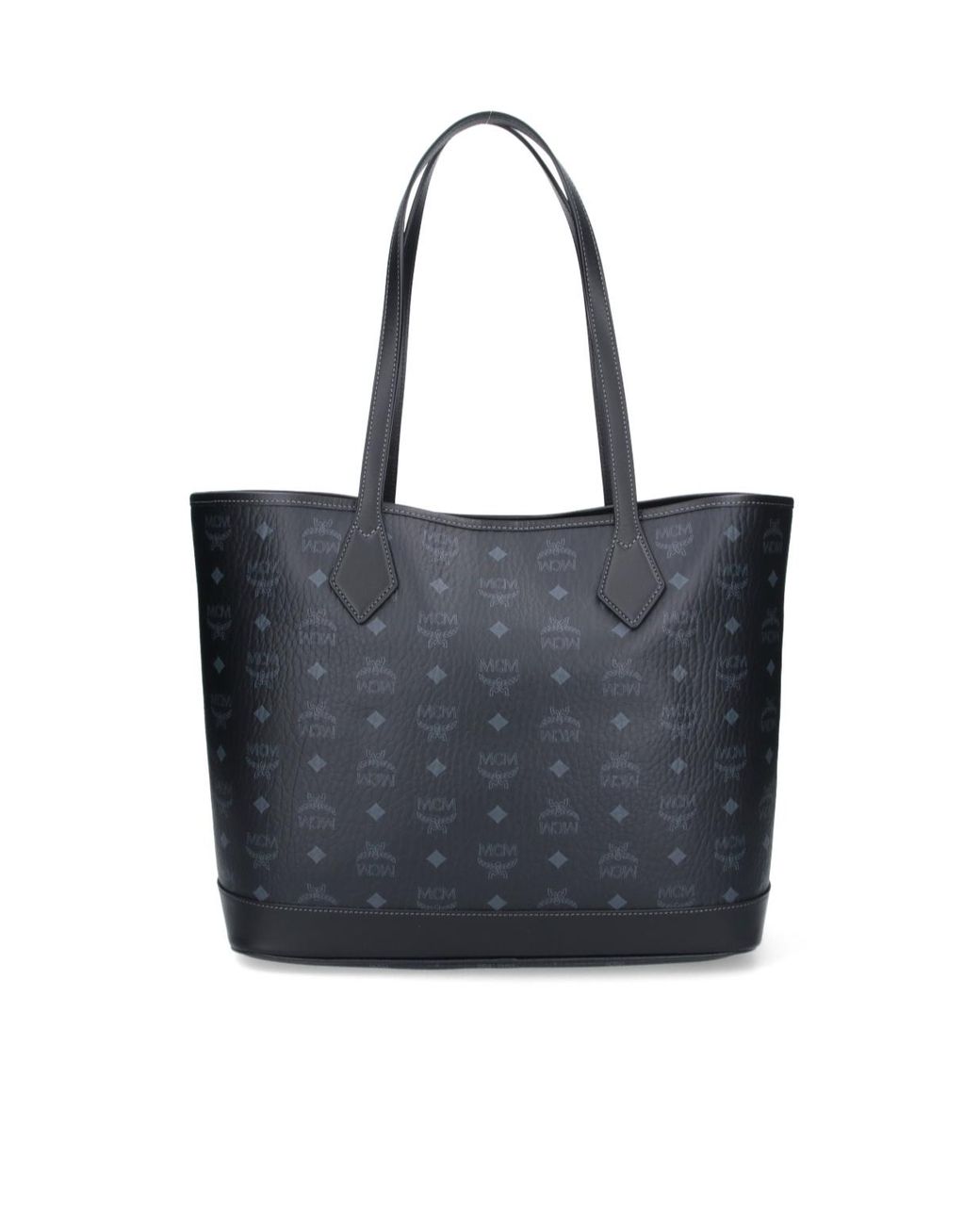 MCM Black Logo Plaque Monogram Tote Bag