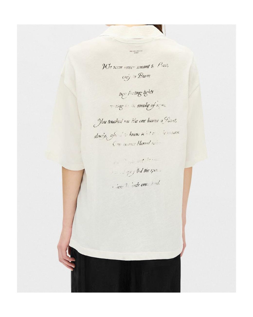 Ann Demeulemeester White Lace-Trim Jersey T-Shirt