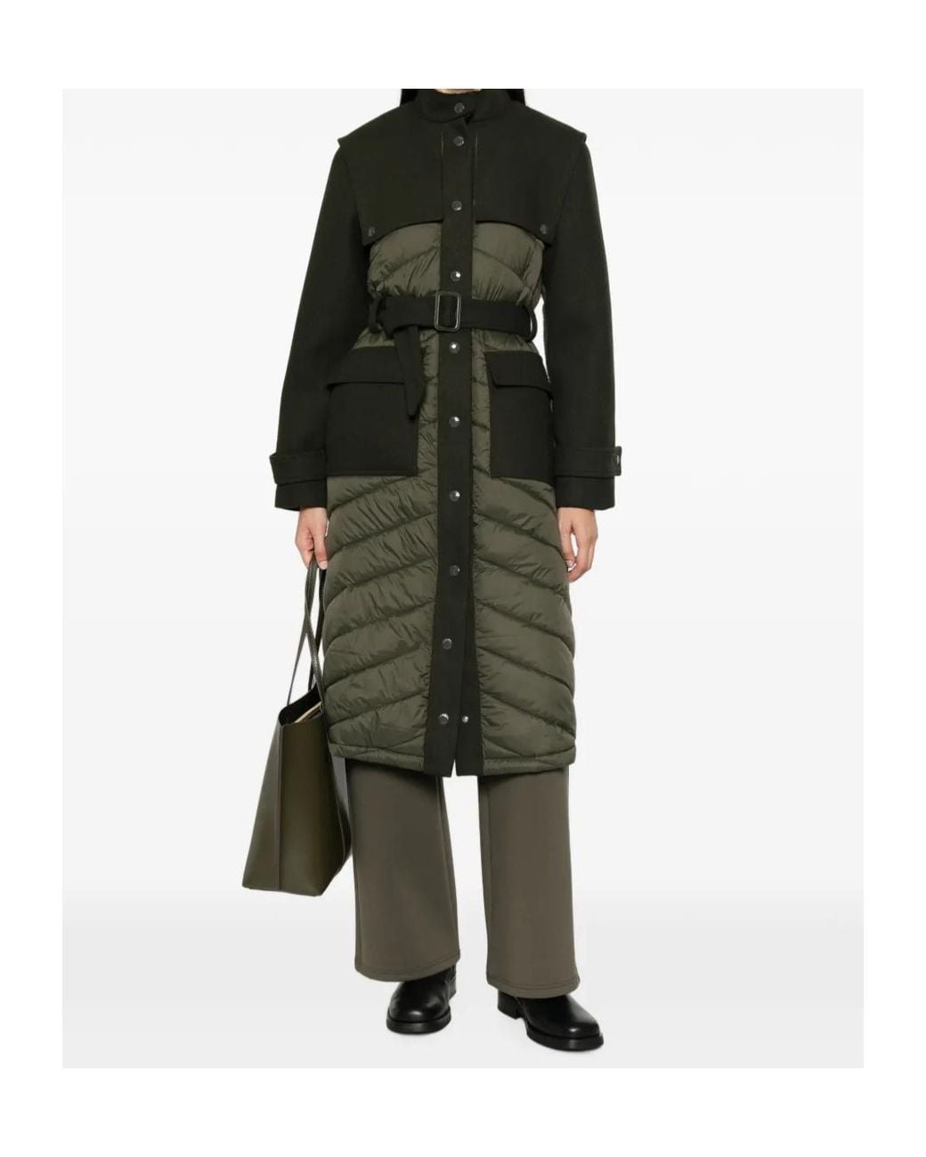 Patrizia Pepe Black Quilted Panelled Coat