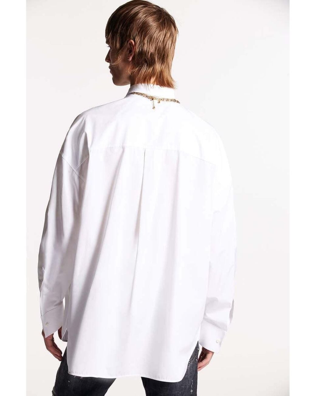 DSquared² White Bib-Style Buttoned Shirt for men