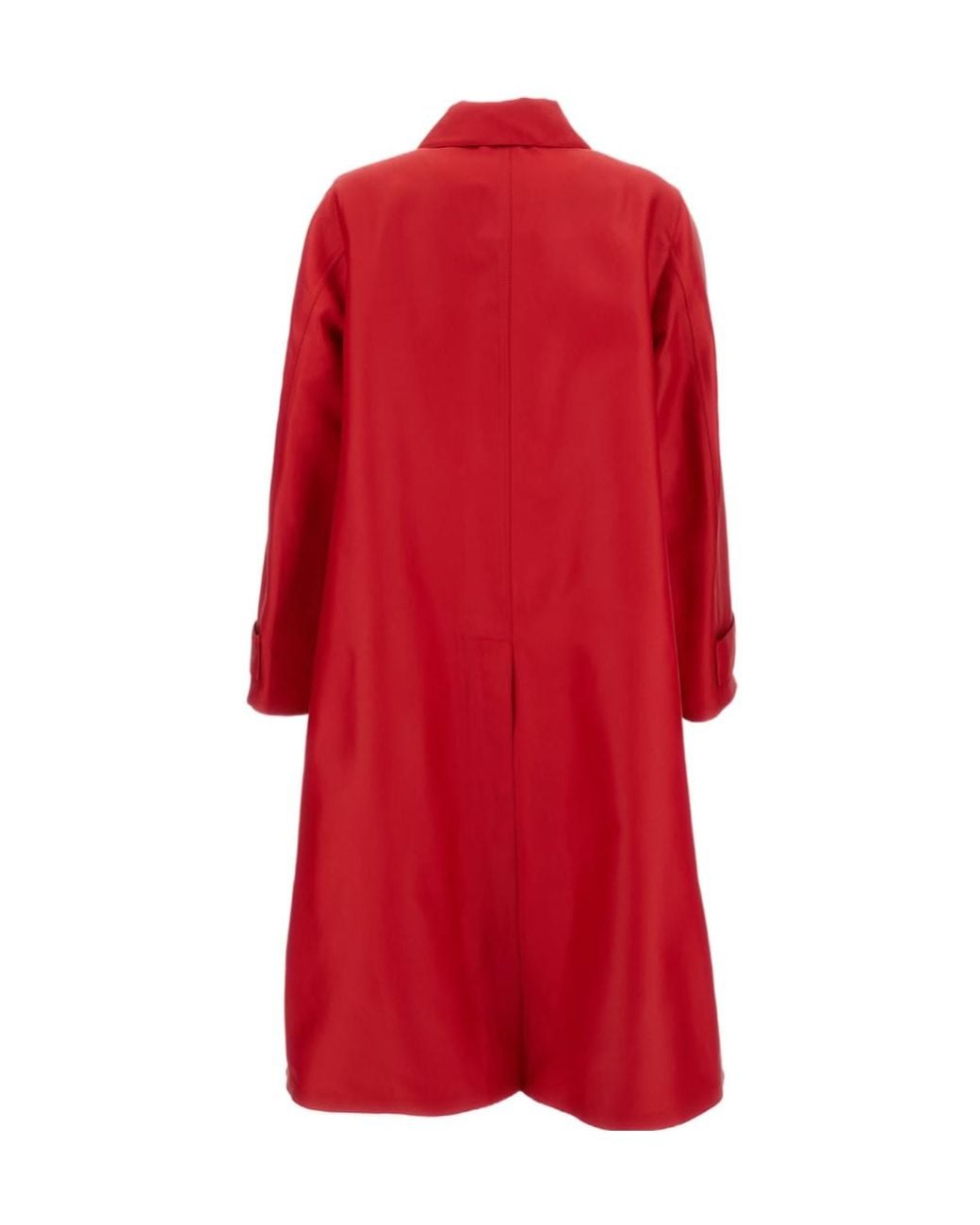 Ralph Lauren Red Raquel Double-Breasted Satin Coat