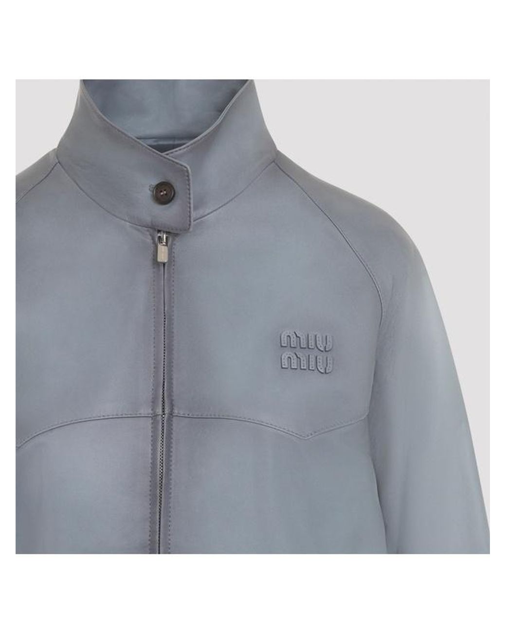 Miu Miu Blue Nappa Leather Jacket