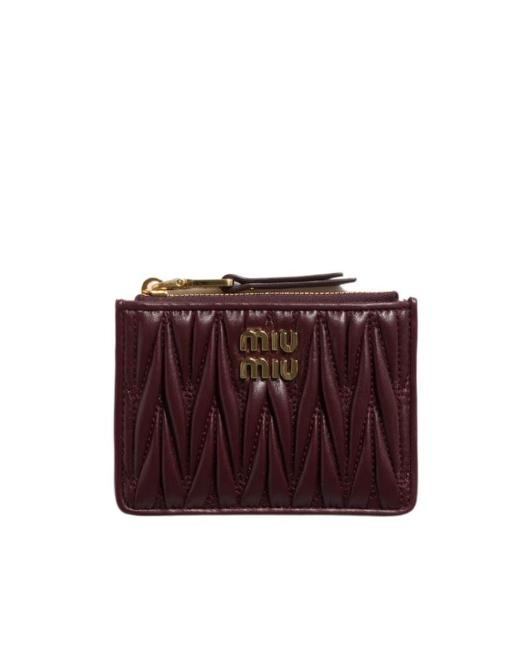 Miu Miu Purple Matelassé Zip Card Wallet