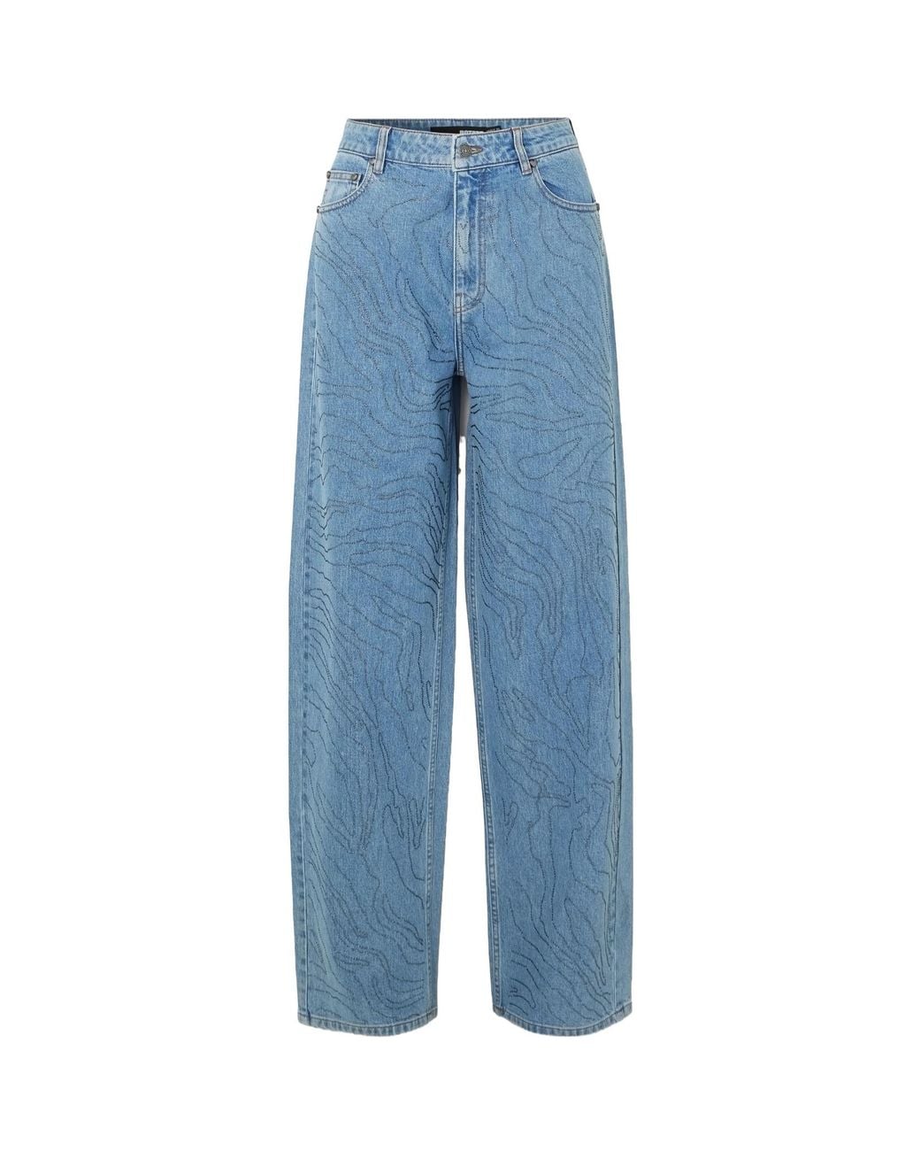 ROTATE BIRGER CHRISTENSEN Blue Embellished Organic Denim Boyfriend Jeans