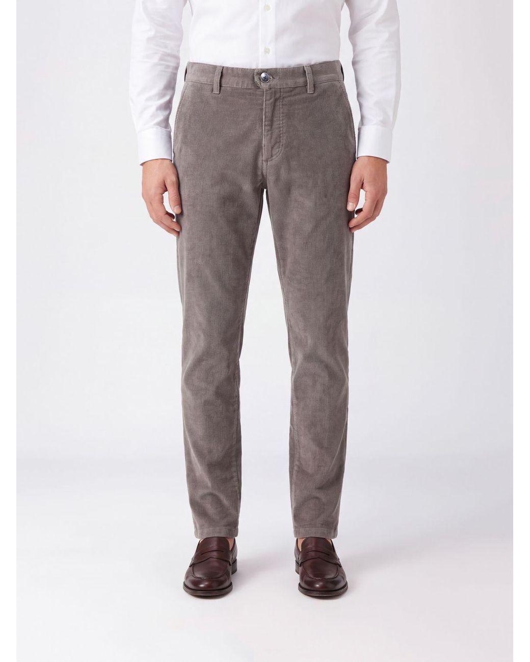 Incotex Gray Corduroy Chino Trousers for men