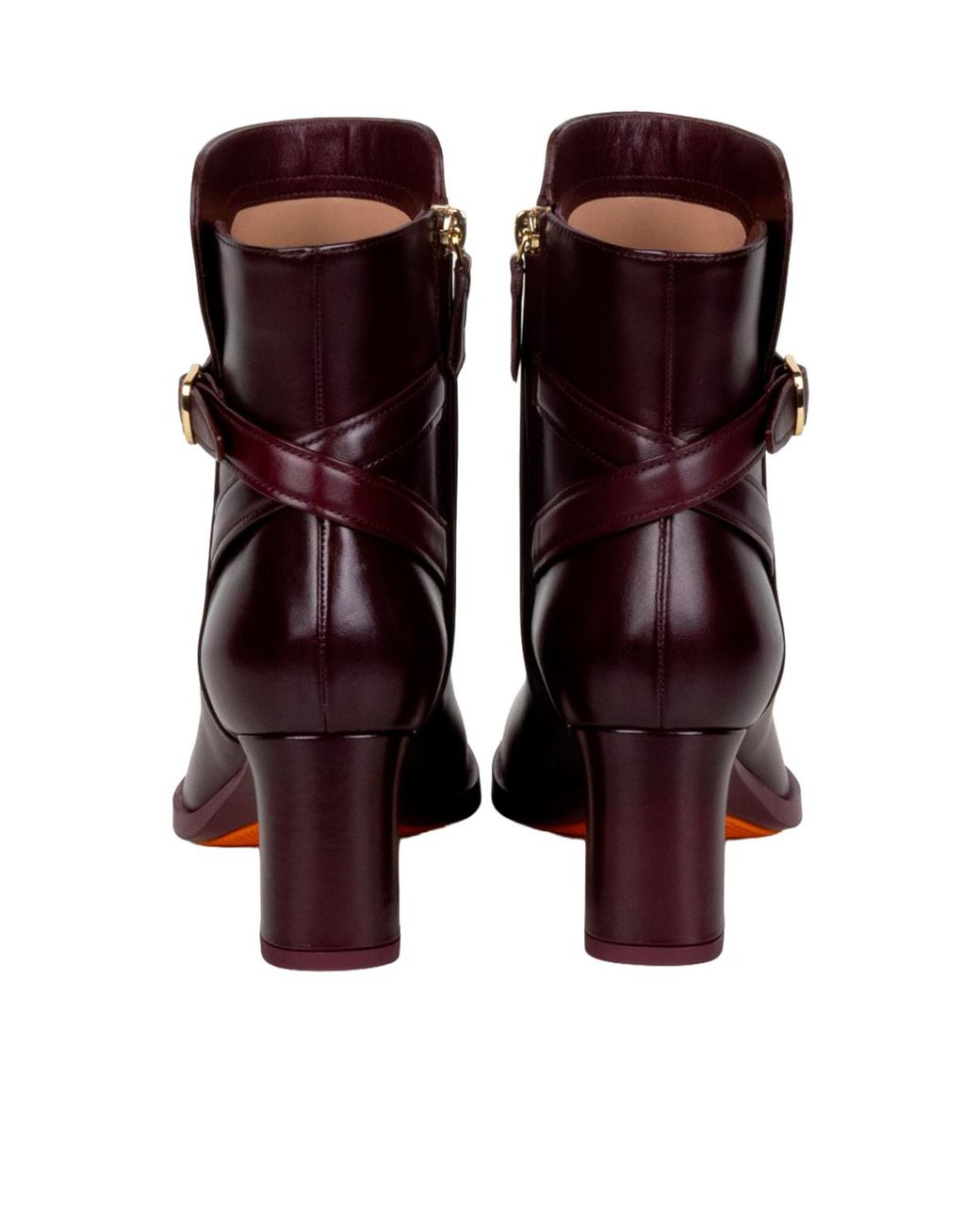 Santoni Purple Buckle-Strap Leather Ankle Boots