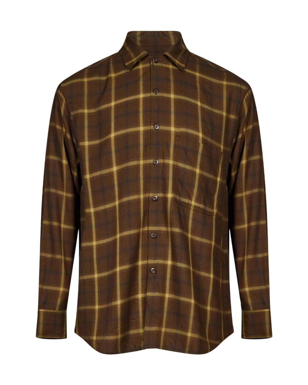Song For The Mute Brown Check-Pattern Shirt for men