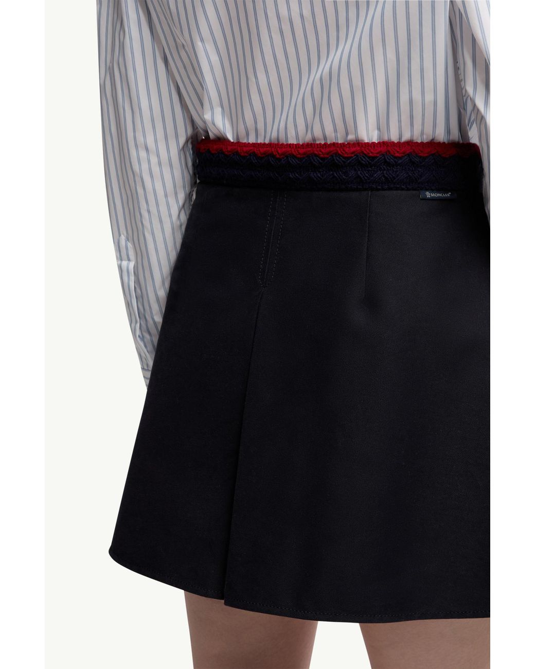 Moncler Blue Cotton Gabardine Pleated Mini Skirt