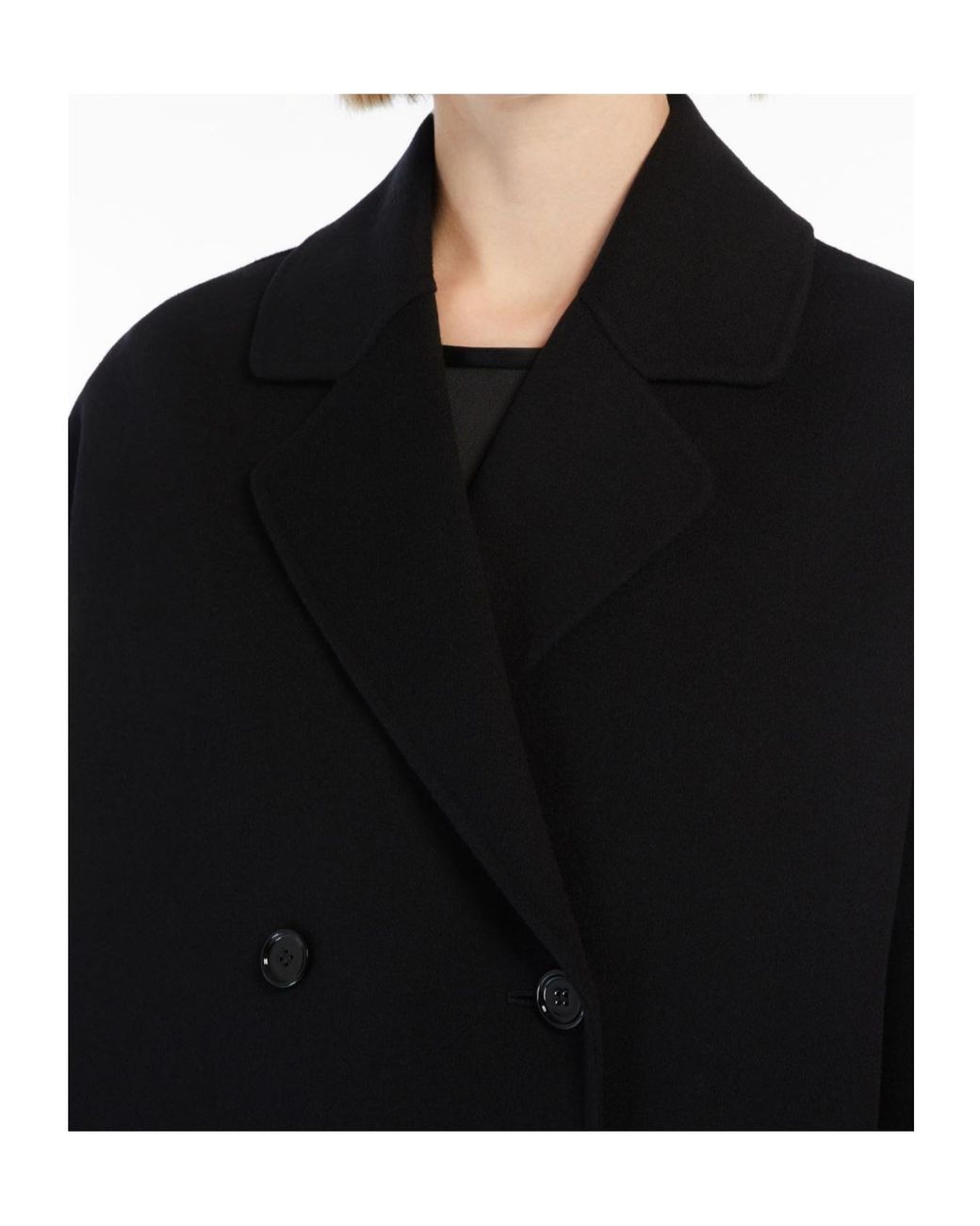 Max Mara Black 'S Double-Breasted Long-Sleeved Coat