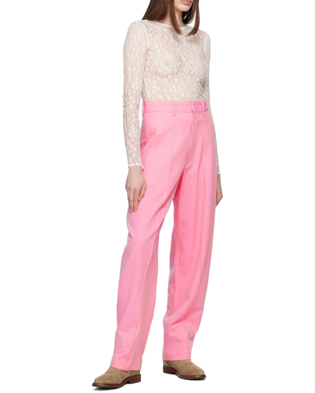 Isabel Marant White Toyela Lace Crewneck Top