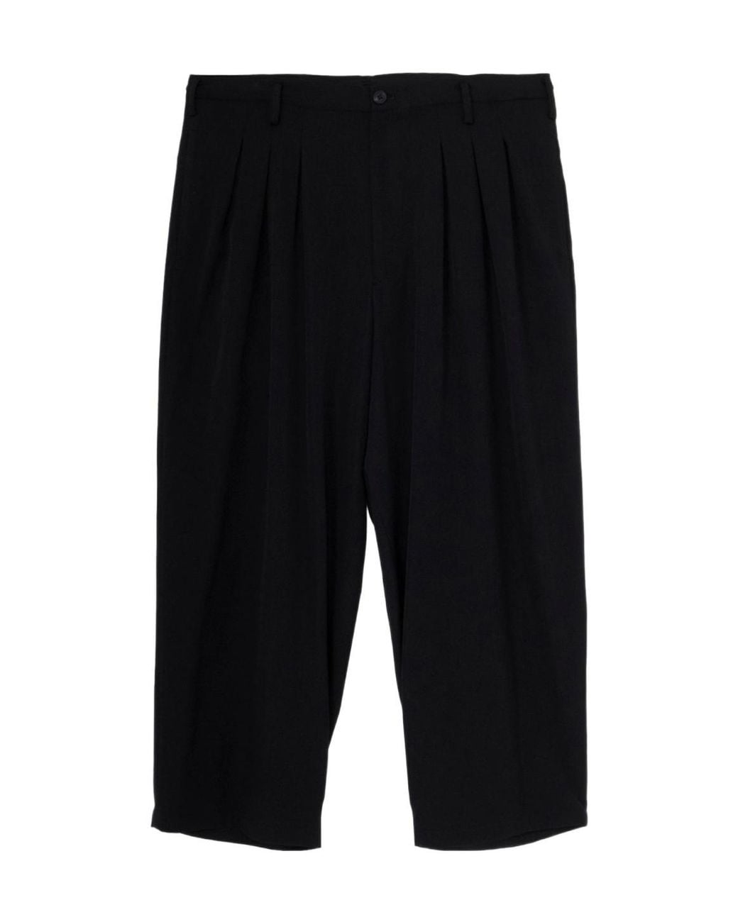 Yohji Yamamoto Black Pleated Wide-Leg Trousers for men