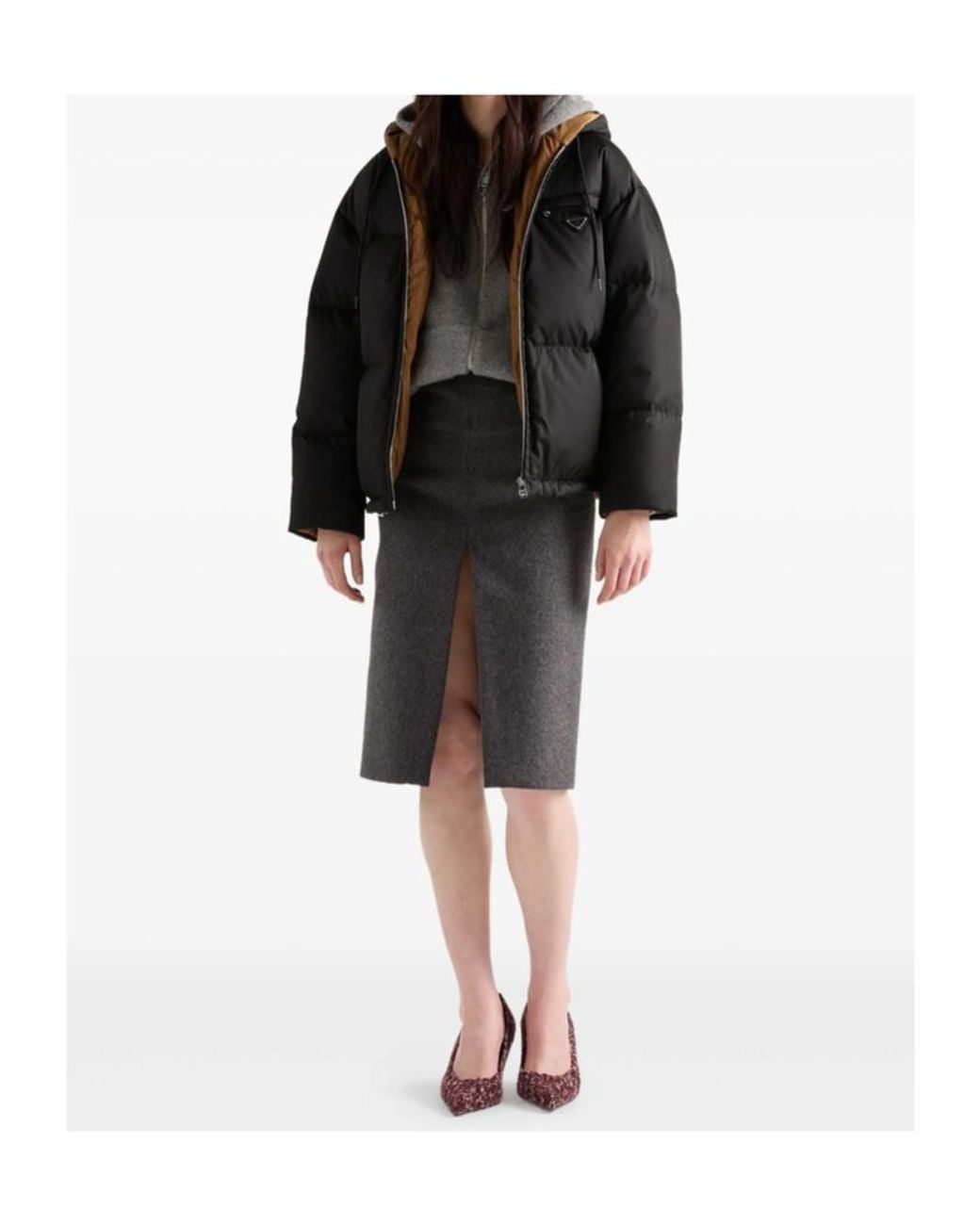 Prada Blue Zip-Up Hooded Puffer Jacket