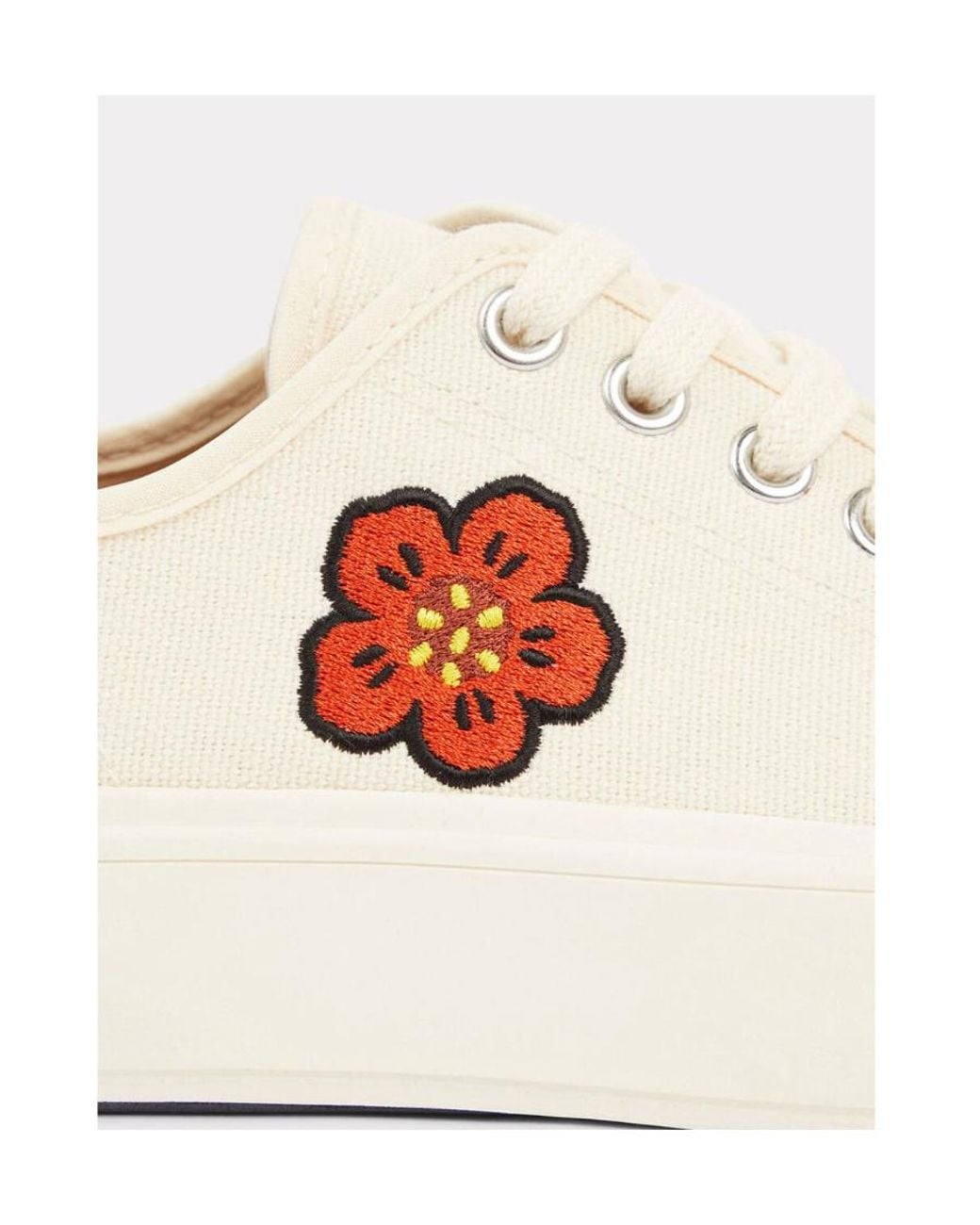 KENZO White Boke Flower Motif Lace-Up Sneakers