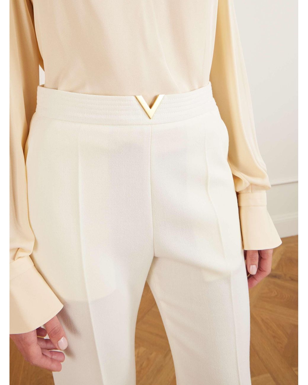 Valentino White Pleated Casual Pants