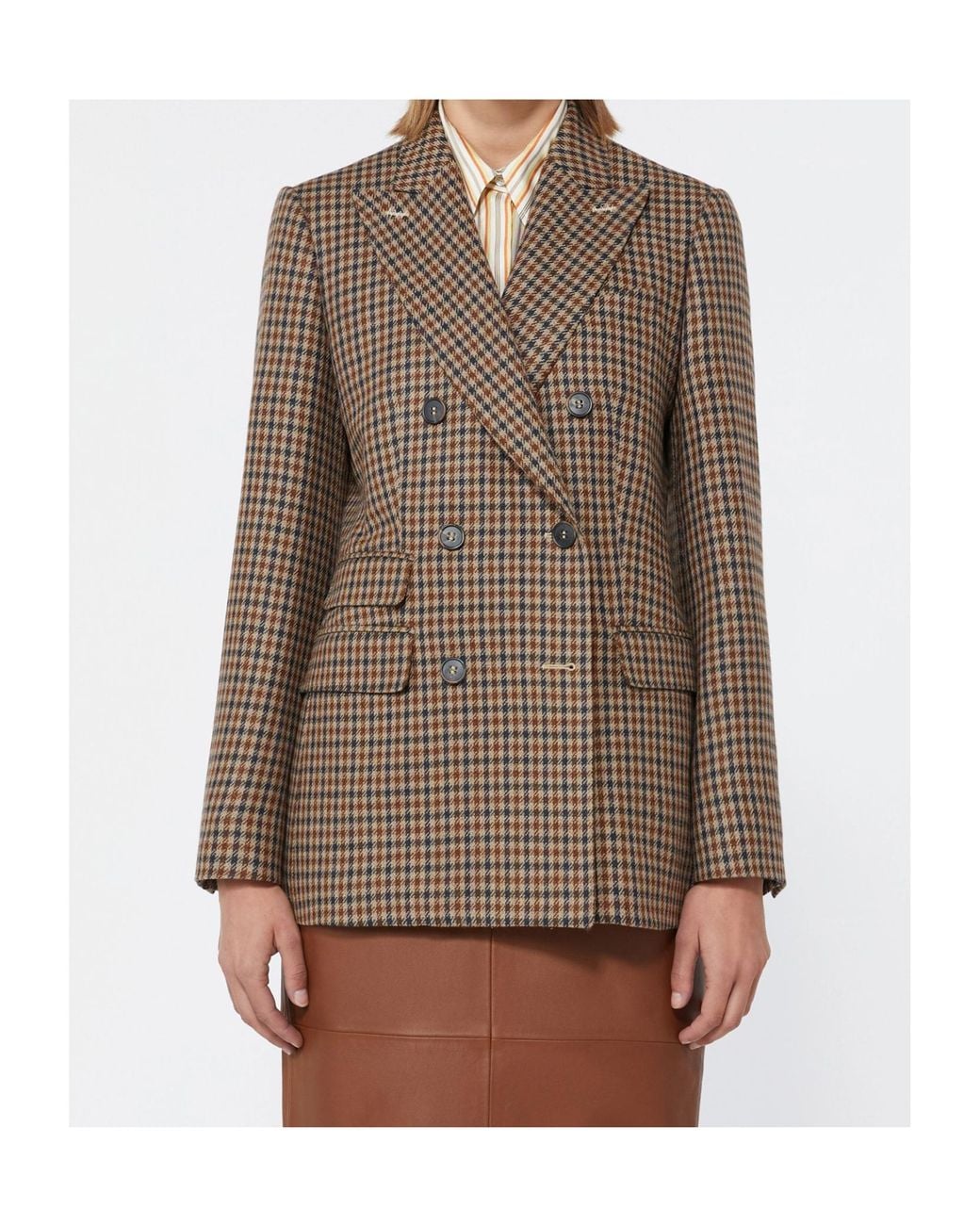 Max Mara Brown Deserto Checked Double-Breasted Blazer