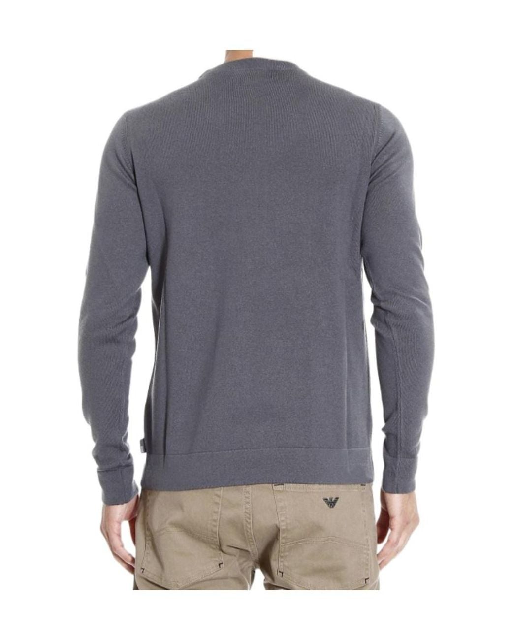 Armani Collezioni Blue Printed Pattern Sweater for men