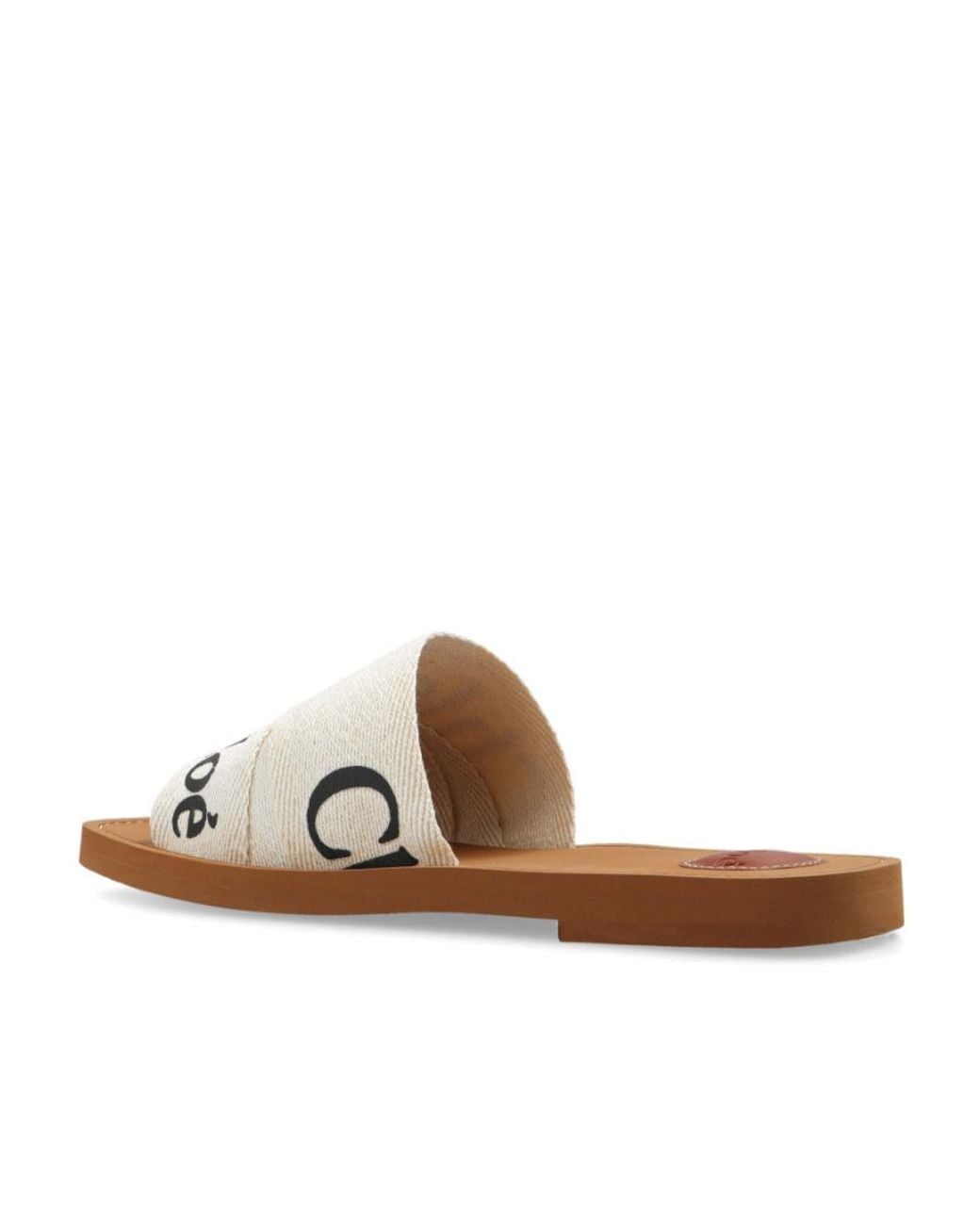 Chloé White Chloé Logo Printed Slip-On Sandals