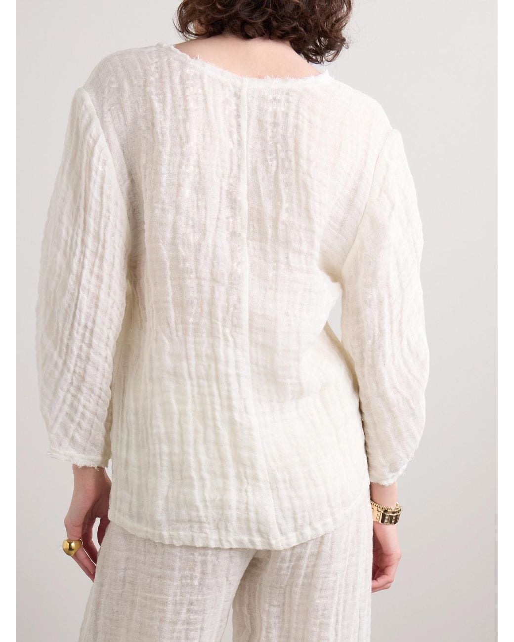 By Malene Birger White Mikala Organic Linen-Gauze Blouse