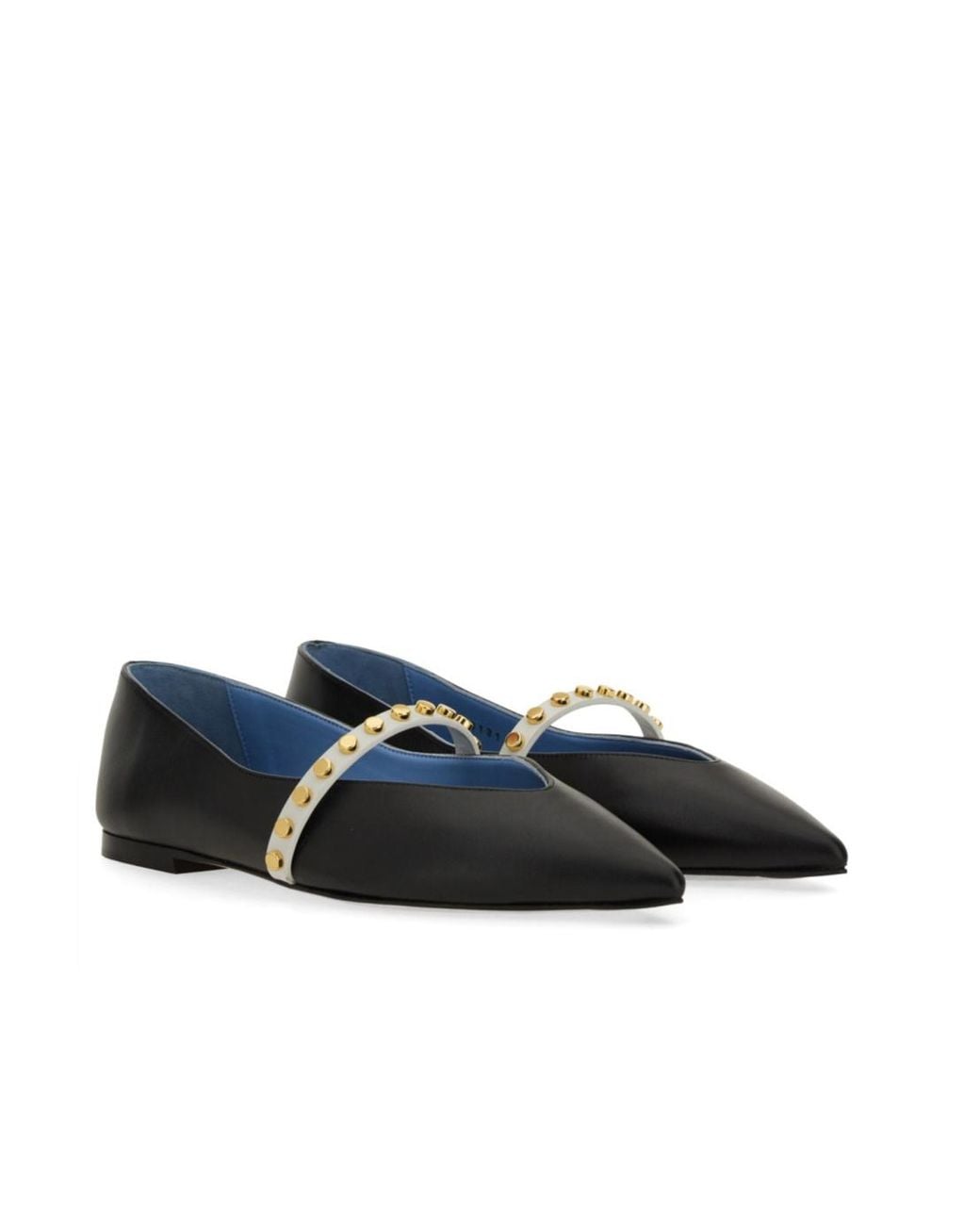 McQueen Black Pointed-Toe Embellished Flats