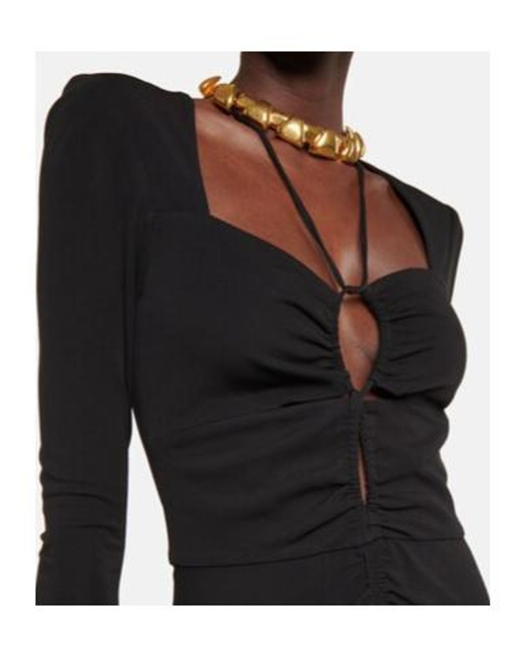 Rebecca Vallance Black Riccardo Cutout Ruched Jersey Gown
