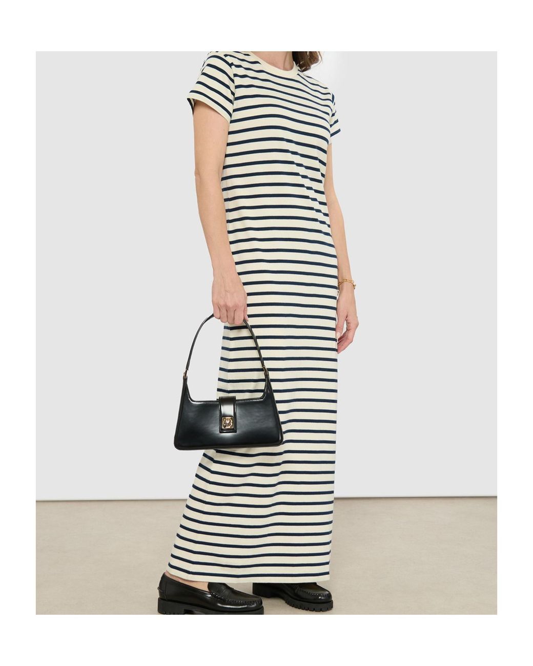 Anine Bing White Striped T-Shirt Dress