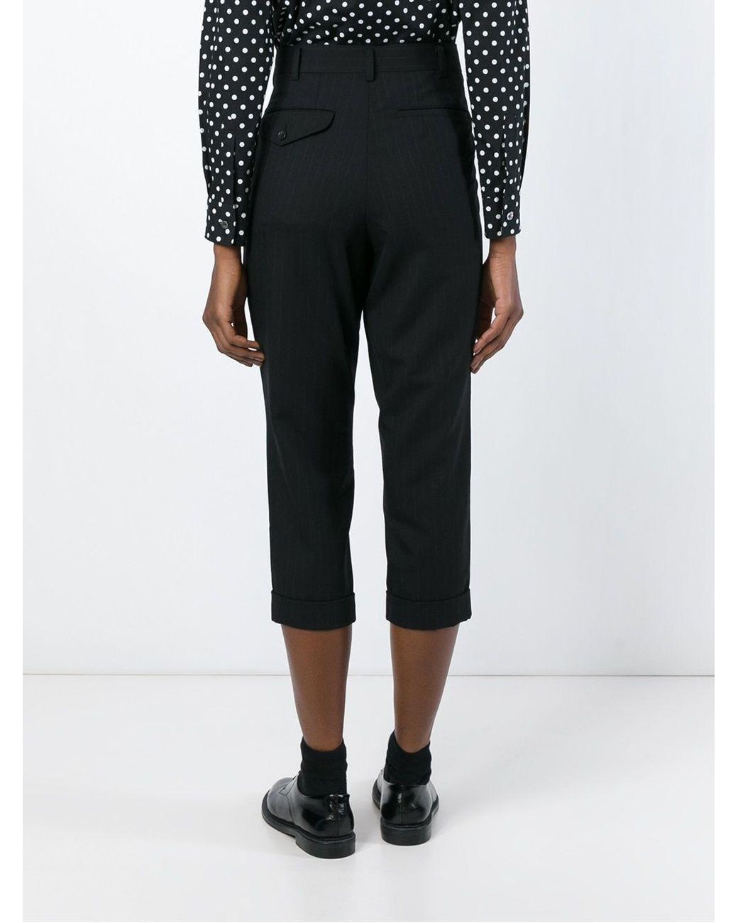 Comme des Garçons Black Pinstripe Cropped Trousers
