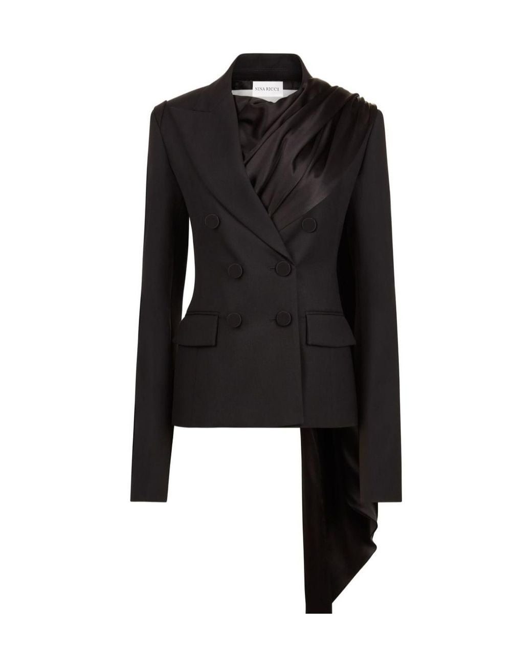 Nina Ricci Black Draped-Scarf Blazer