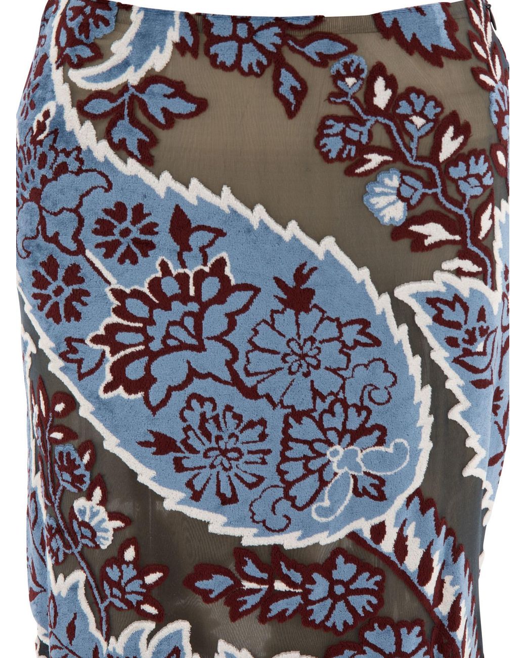 Etro Blue Pattern-Jacquard Velvet Midi Skirt
