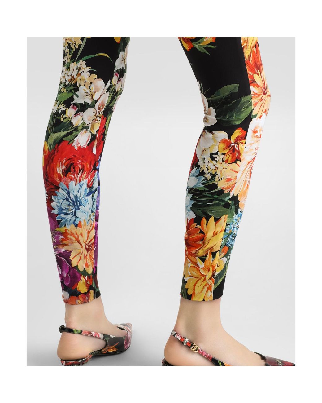 Dolce & Gabbana Red Floral-Print Leggings