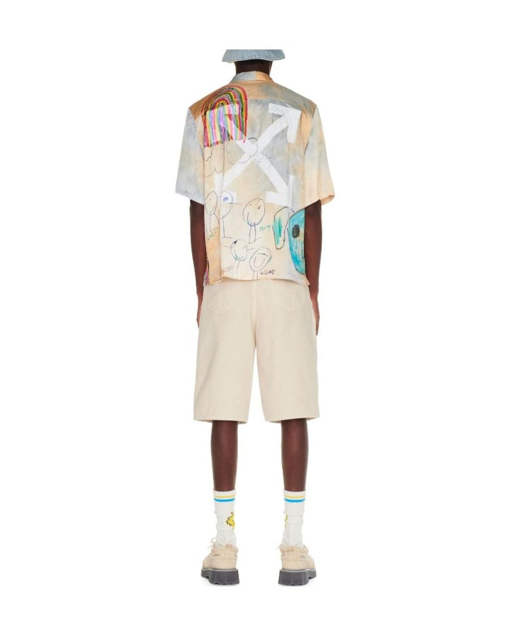 Off-White c/o Virgil Abloh Natural Logo Embroidered Button Detailed Shorts for men