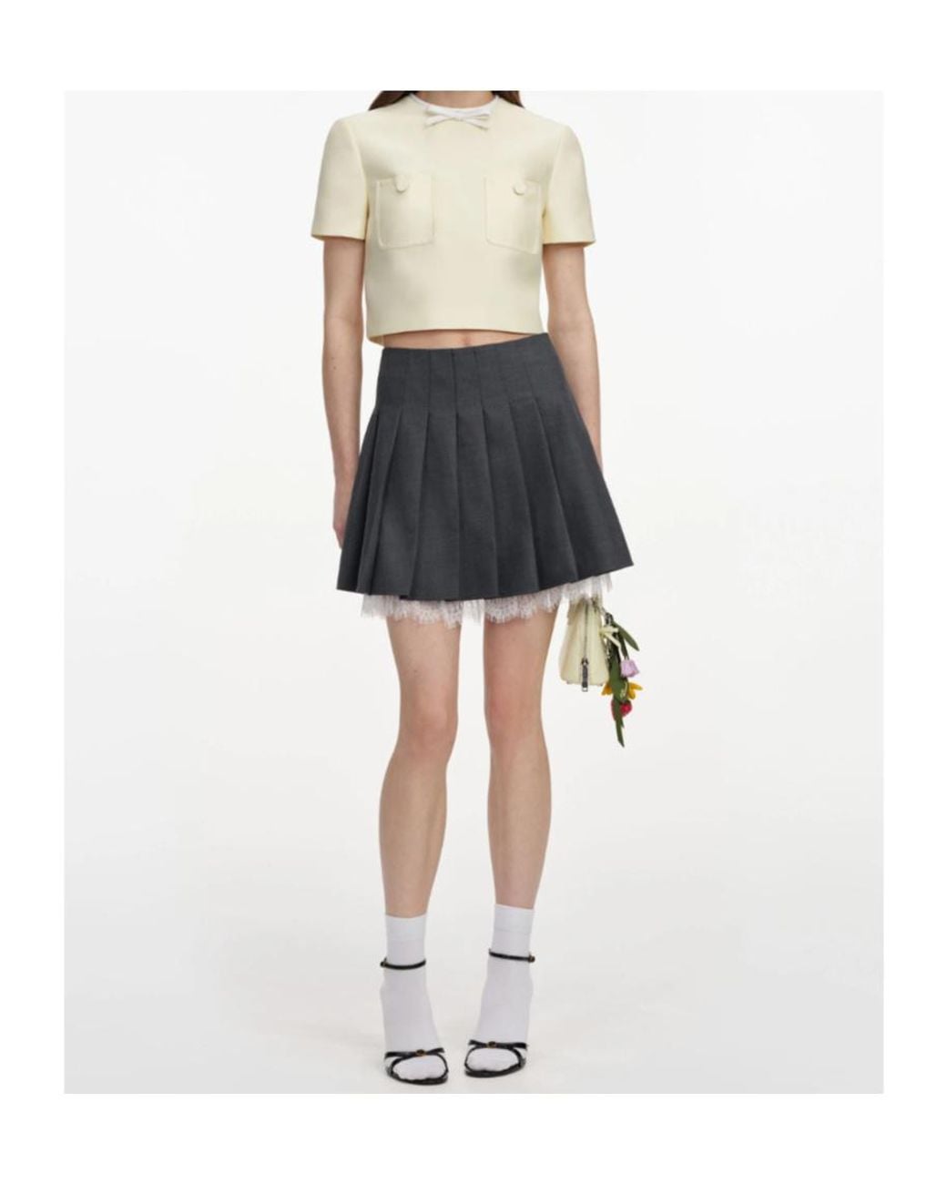 Self-Portrait Natural Taffeta Top