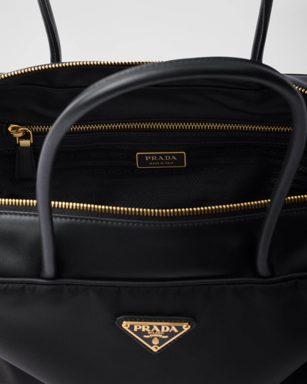 Prada Black Triangle-Logo Zipped Shoulder Bag