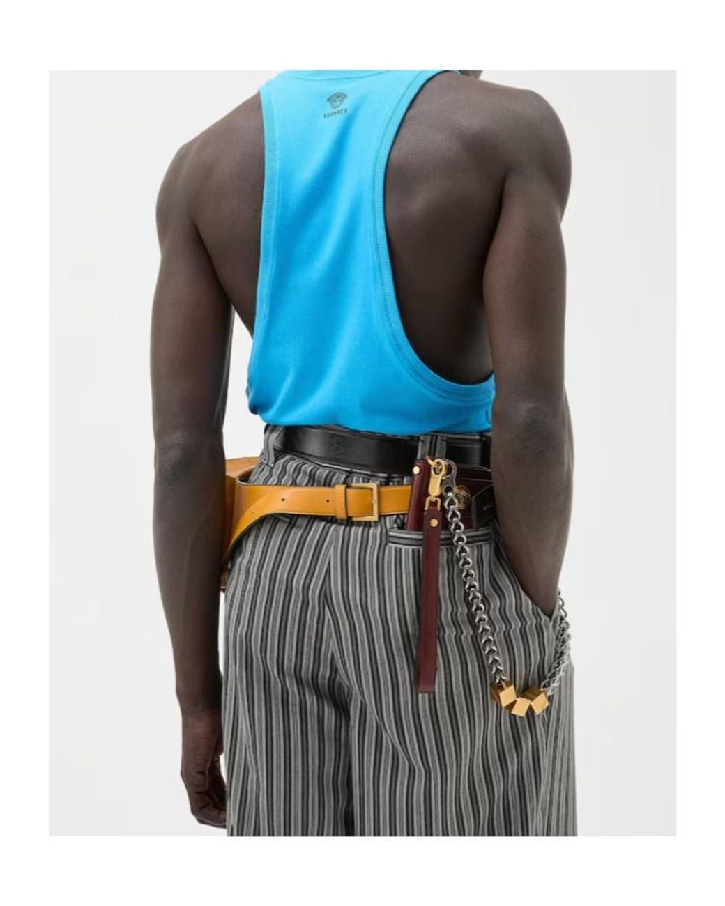 Versace Blue Logo Racerback Vest for men