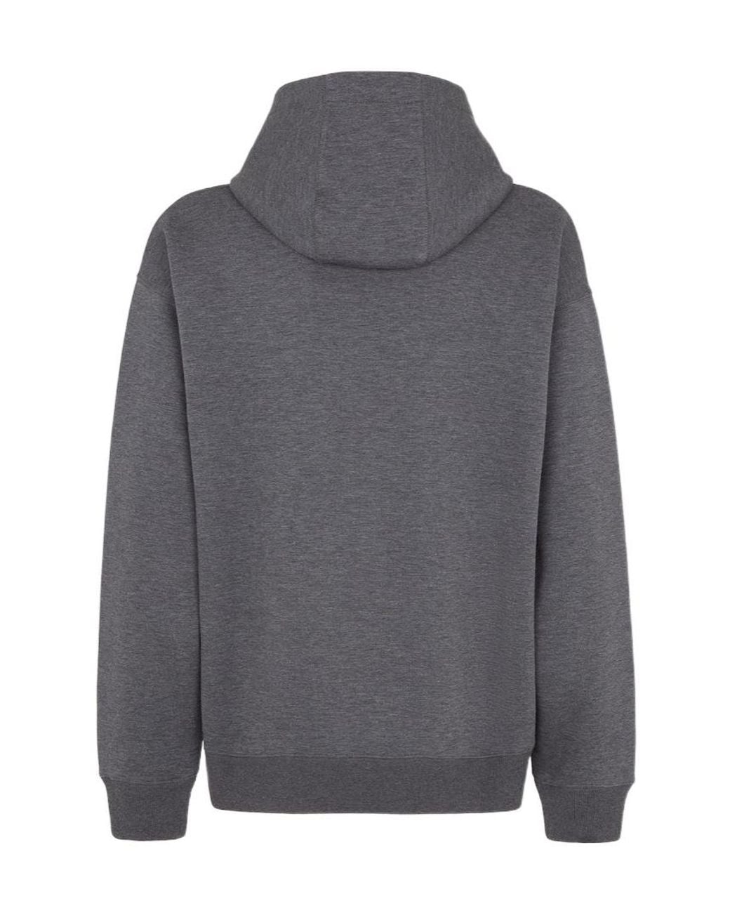 Fendi Gray Logo Embroidered Hoodie for men