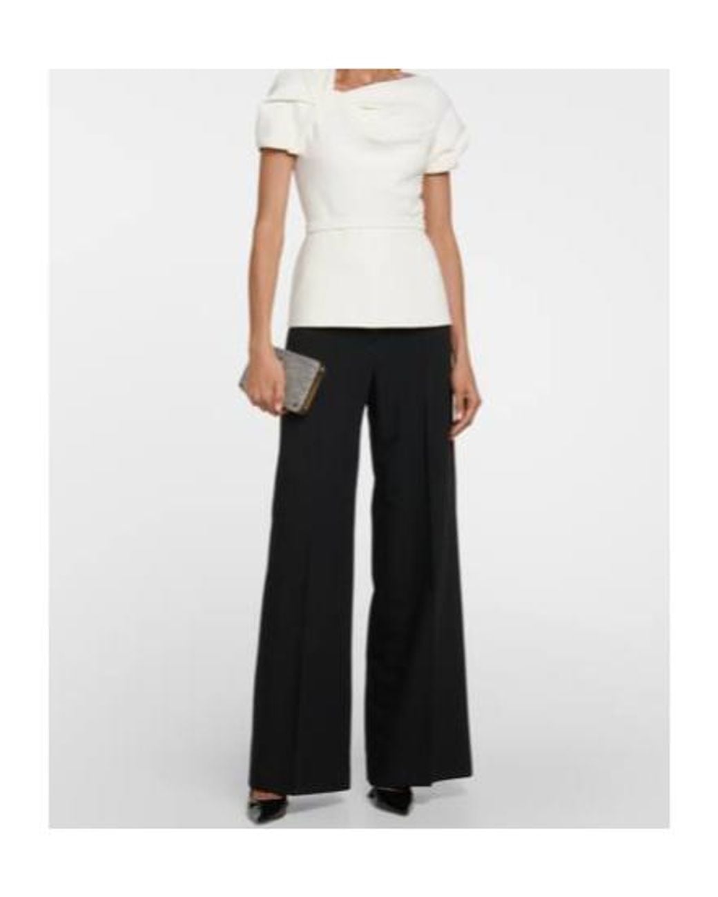 Safiyaa White Peplum Crêpe Top