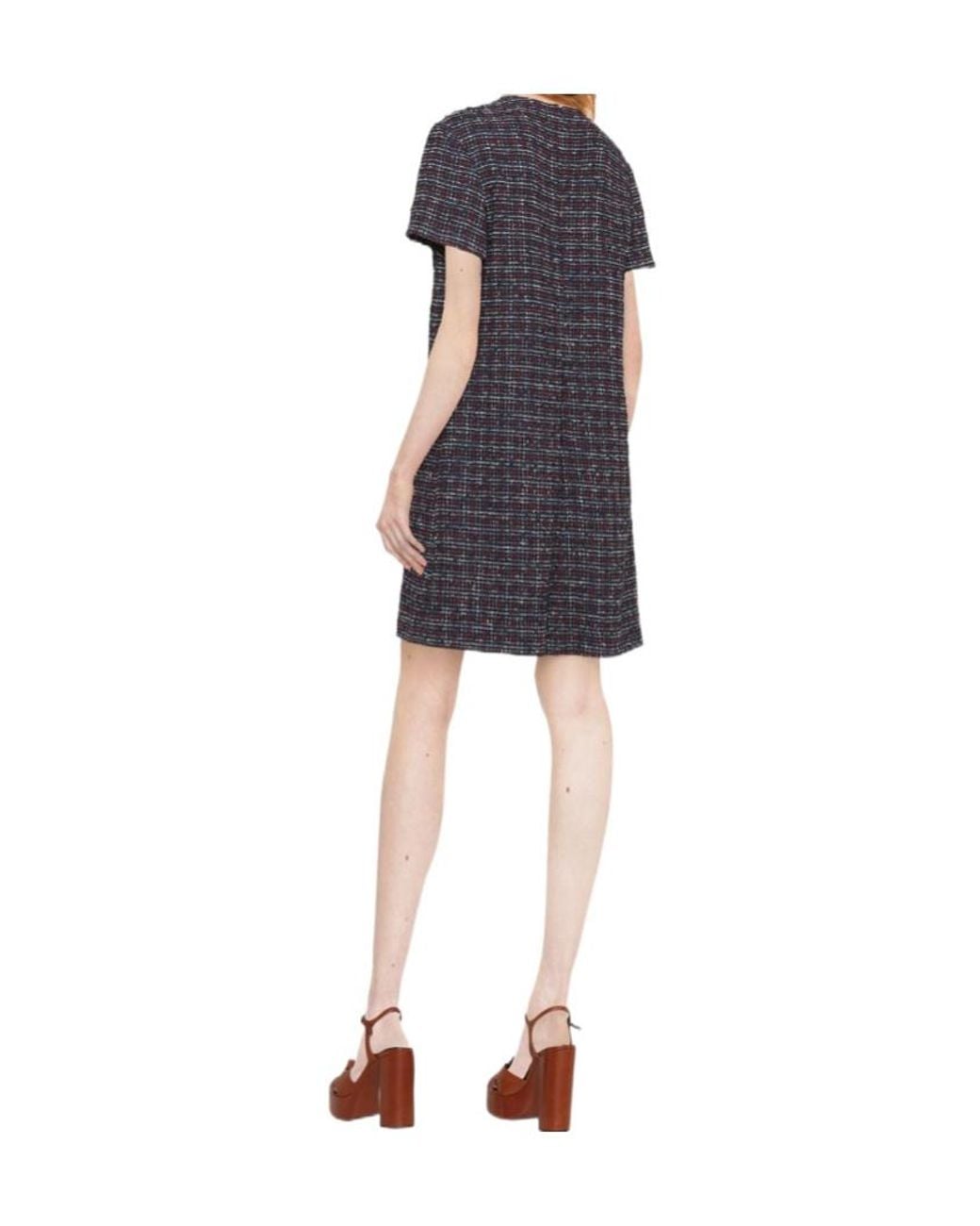Valentino Black Tweed Short-Sleeve Mini Dress