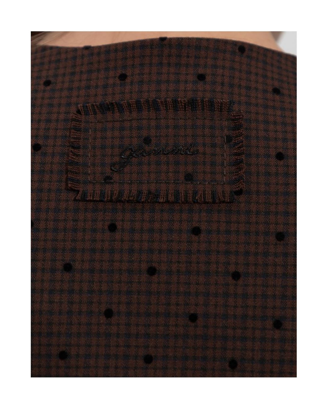 Ganni Brown Flock Check Suiting Dress