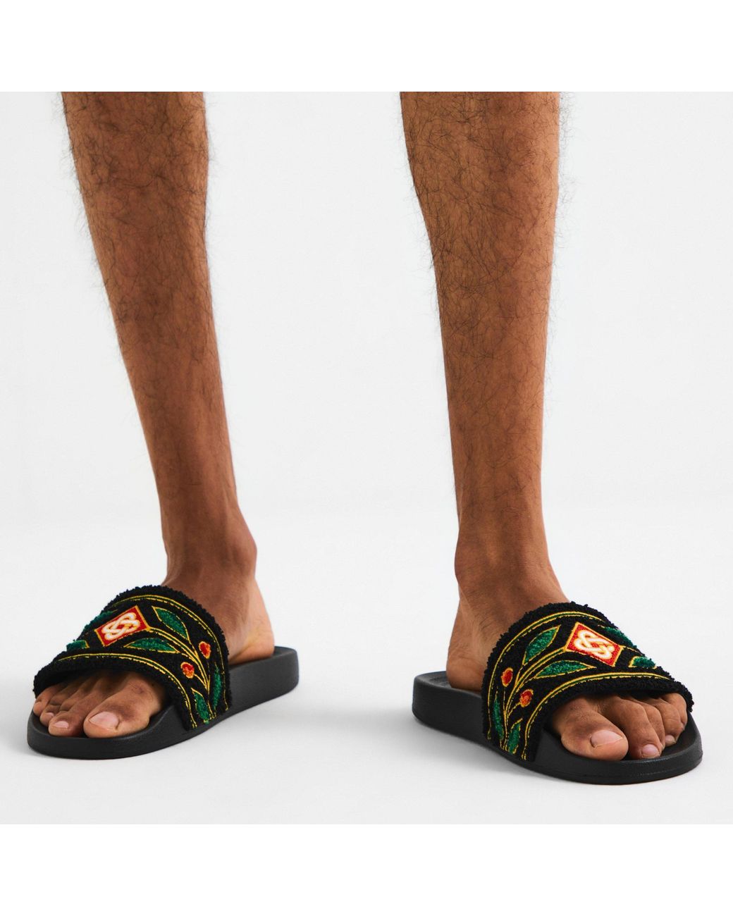 Casablanca Black Logo Slippers for men
