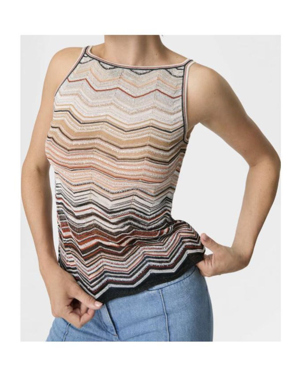 Missoni Green Chevron Lamé Tank Top